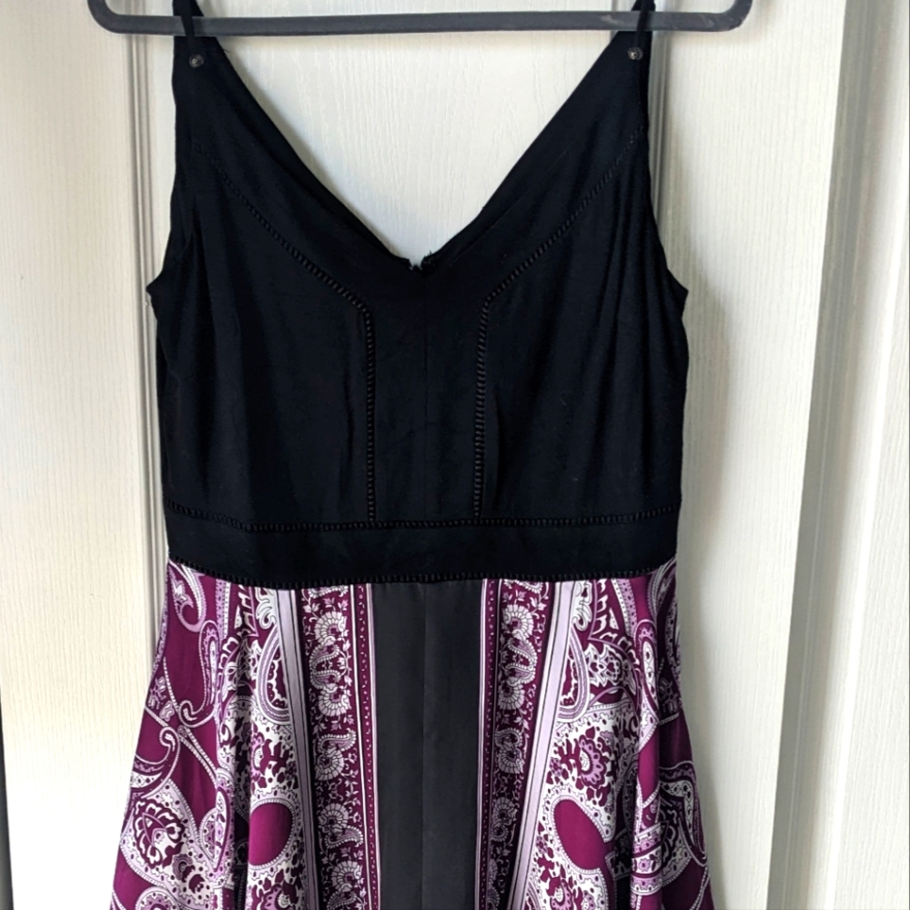 White House Black Market Handkerchief Style Spaghetti Strap size 12 Black Dress